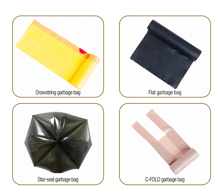 Wholesale Customized HDPE Black Star Sealed Garbage Bags in Roll
