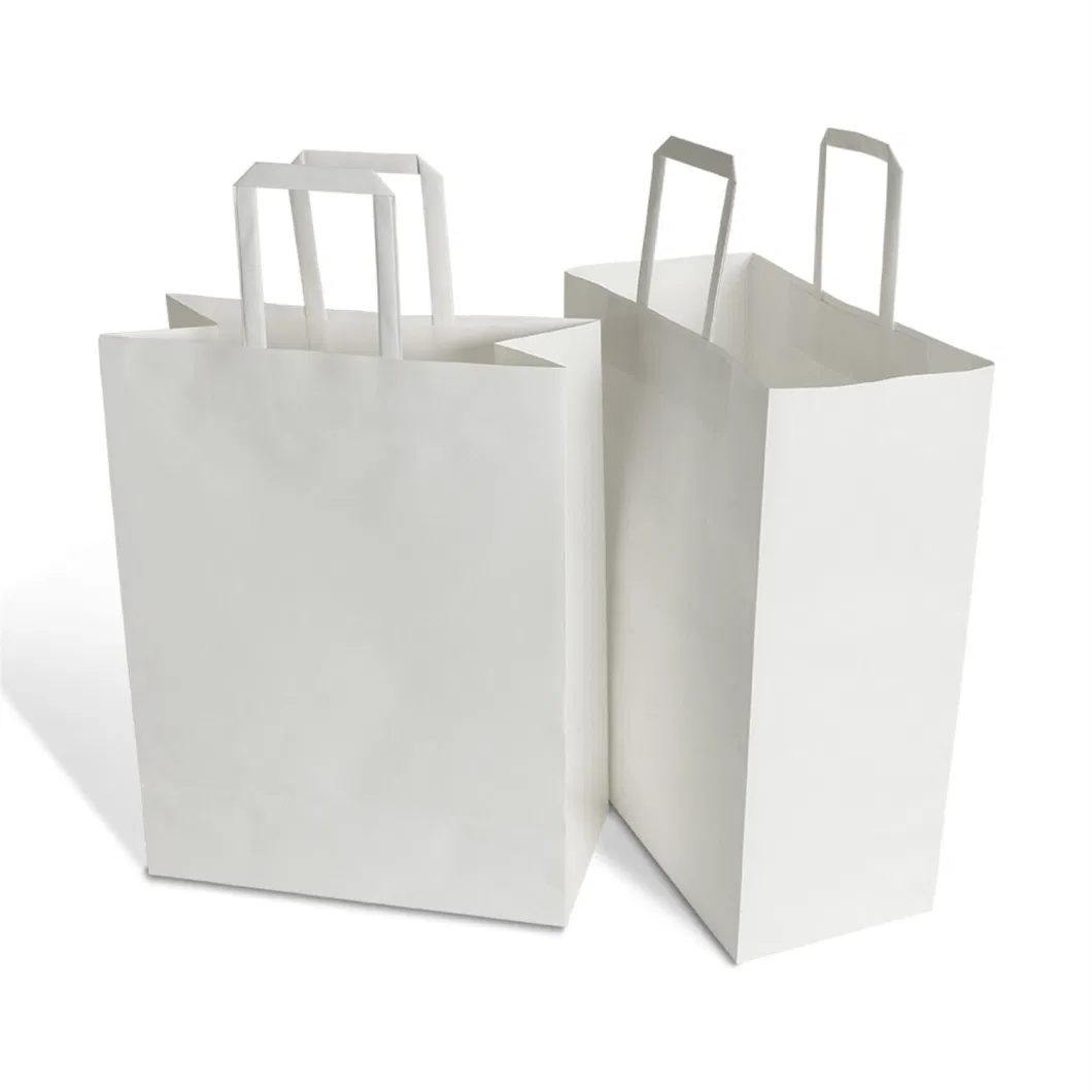 Reusable Environment-Friendly Large-Capacity Grocery Supermarket Vegetable Packaging Kraft Paper Bag with Flat Handle