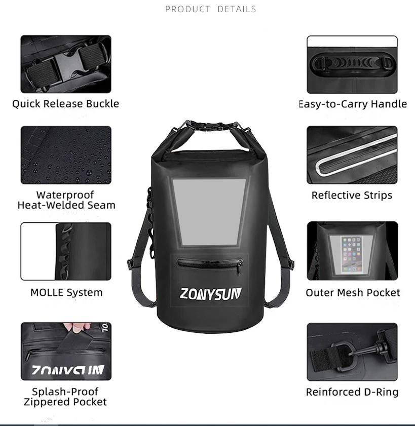 Manufacturers Direct New Waterproof Bucket Bag Support Mobile Phone Touch Screen Bucket Bag Large Capacity PVC Environment-Friendly Fabric Bucket Bag